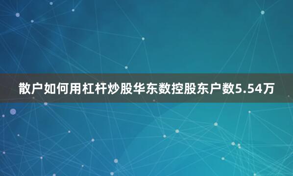 散户如何用杠杆炒股华东数控股东户数5.54万